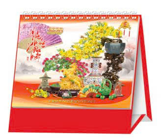 Lịch để bàn chữ A_ Mẫu mai bon sai